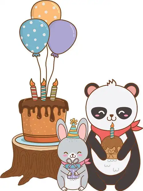 可爱的熊猫生日贺卡