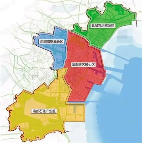 滨海新区将构建"一主三副"的城市总体空间格局,一个主中心指的是在
