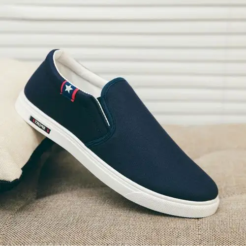 秋季男鞋休闲鞋男士一脚蹬懒人鞋帆布鞋男板鞋透气老布鞋潮鞋莎丞