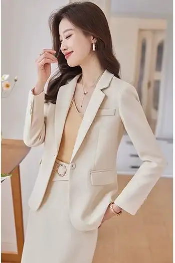 新款米白色西装场合半身裙套装女职业气质女神范高端正式2023秋装