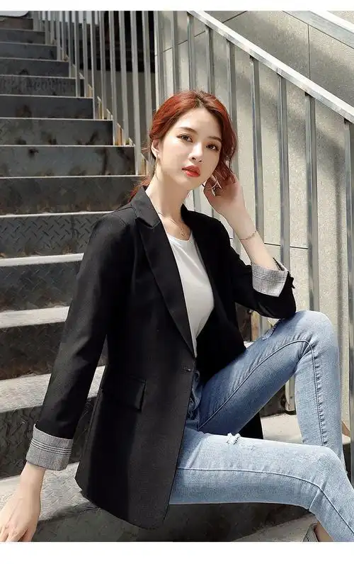 黑色小西装外套女上衣2020春秋季新款网红休闲西服英伦风韩版