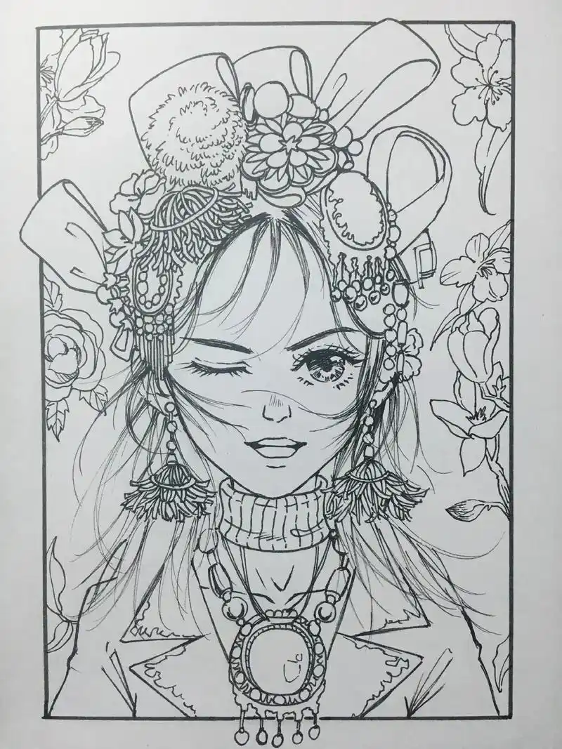 民族女孩#动漫 #绘画教程 #手绘 #动漫人物绘画  - 抖音