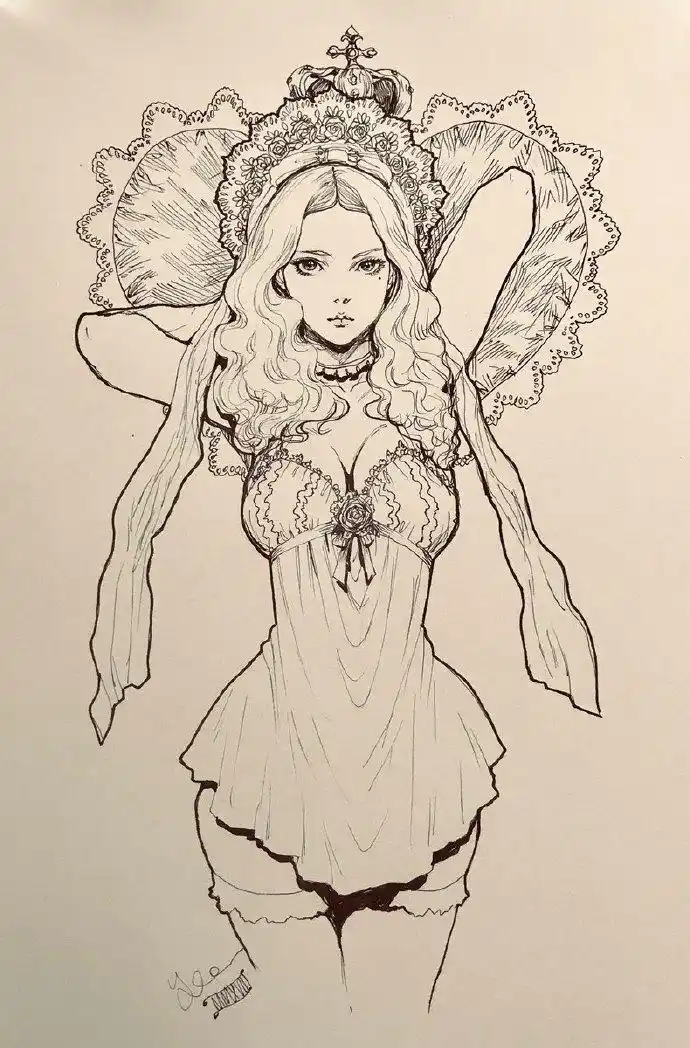 插画师yasahime一组美少女线稿