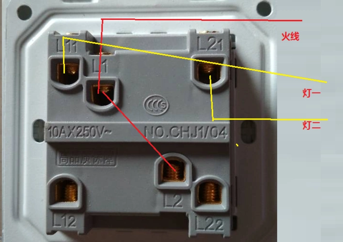 电工大神进来看看,我有两盏灯分别接在双开开关上怎么接?