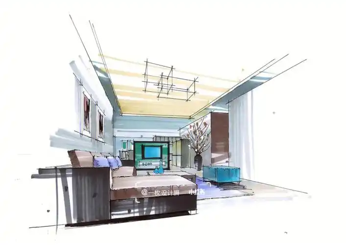 马克笔  #马克笔手绘  #客厅手绘  #效果图  #餐厅手绘效果图  #室内