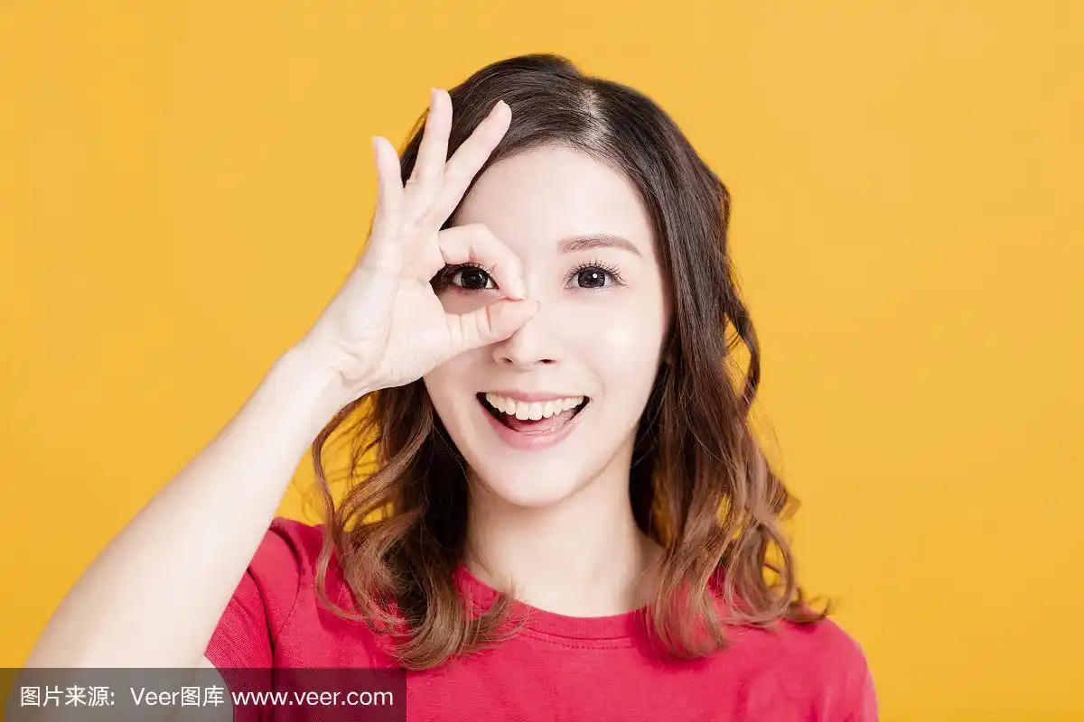 女人,看,做手势,特写,可爱的