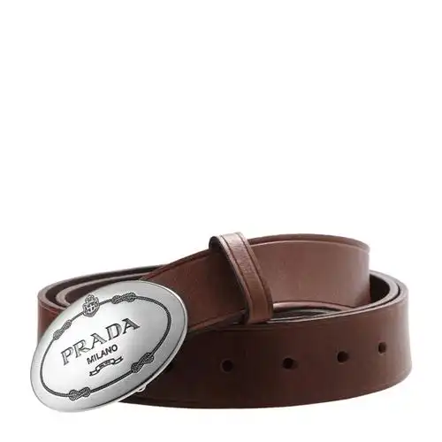 "瑕疵折扣"prada/普拉达 腰带 牛皮椭圆扳扣男士腰带