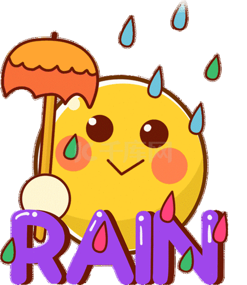 emoji表情笑脸下雨撑伞rain卡通表情包动图gif