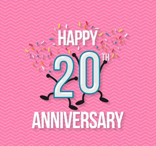 创意二十周年纪念日艺术字矢量图
