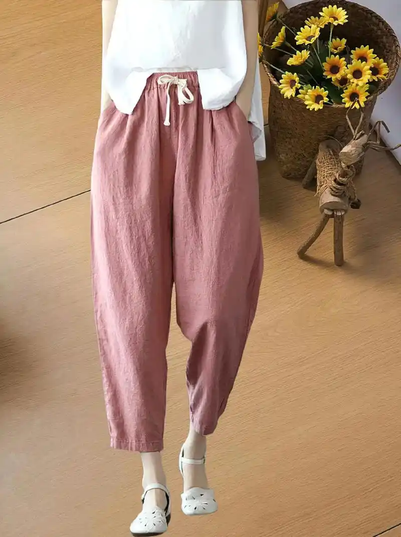 百搭棉麻九分裤