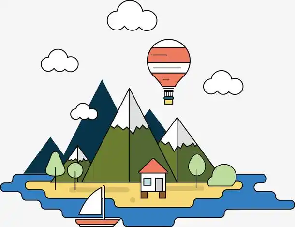 矢量图风景优美的山地