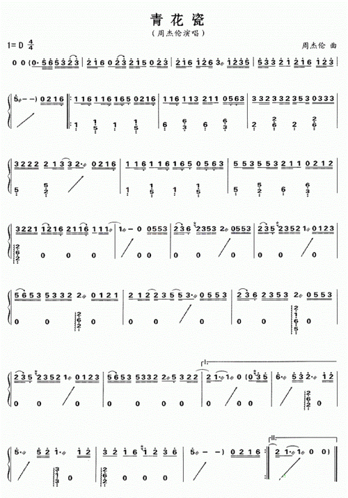 青花瓷古筝曲谱简谱