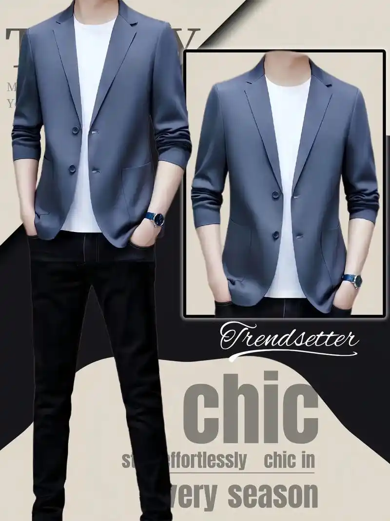 啄木鸟春季新款薄款男士西装.