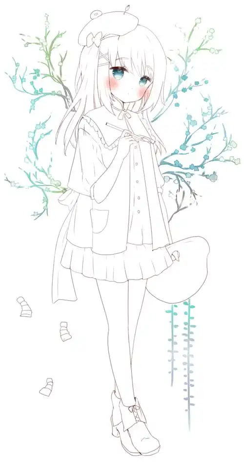 绘画素材分享 | 线稿分享第2期——新手练习·动漫萝莉风少女线稿84p