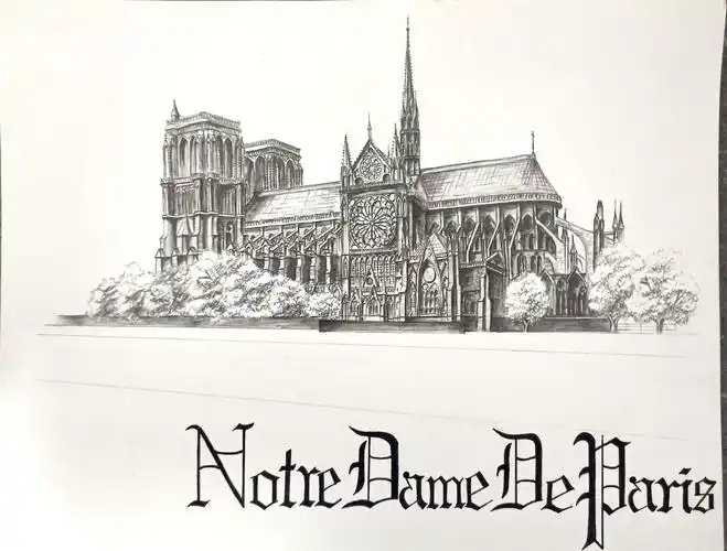 巴黎圣母院建筑抄绘_lgx1804-站酷zcool