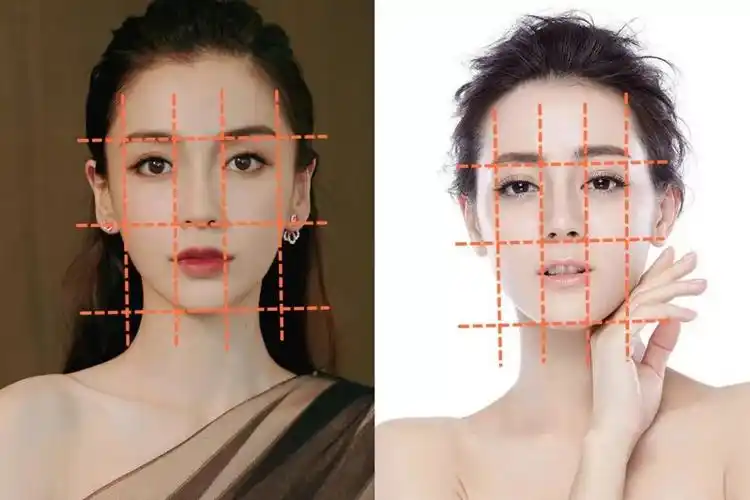 五官比例上都非常符合美学上所说的"三庭五眼"标准