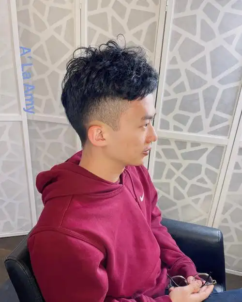 韩式男士微卷空气发根永久烫发节省