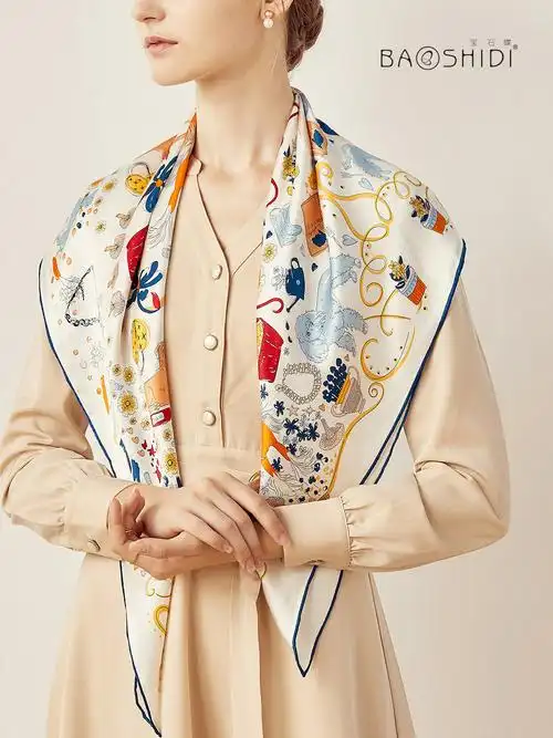 宝石蝶丝巾真丝围巾