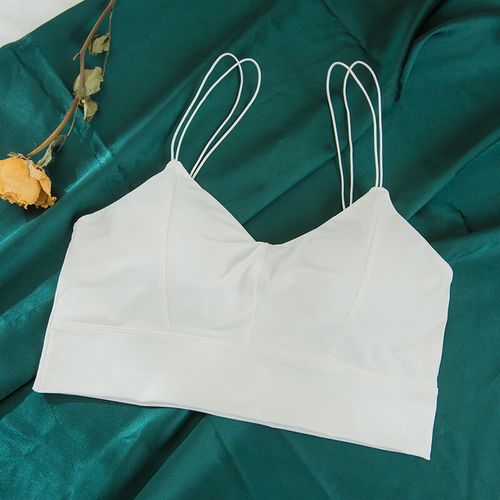 妙辉一片式透气冰丝美背内衣女细肩带美背裹胸抹胸少女打底吊带背心