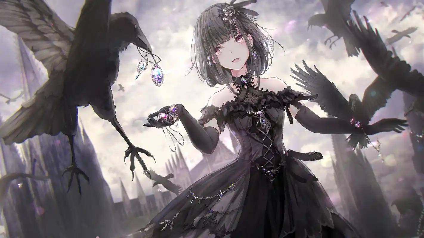 海洋中的动漫少女桌面壁纸