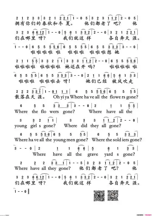 那些花儿简谱-范玮琪演唱-朴树,范玮琪/朴树词曲 - 51乐谱网