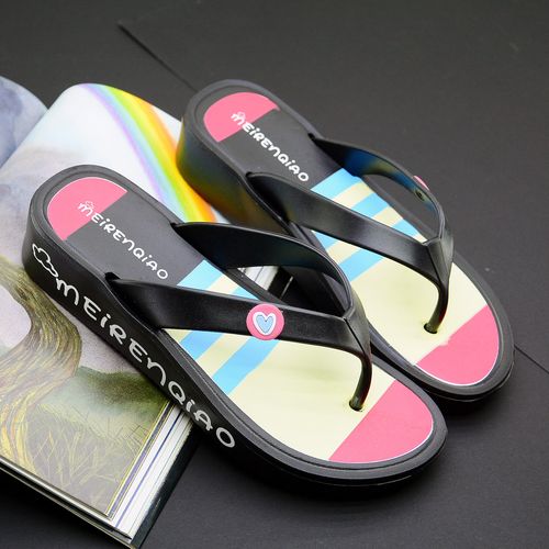 美人桥女人字拖时尚防滑软坡跟夹脚沙滩轻凉拖鞋人字拖