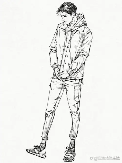 一组男生站姿速写人物哈