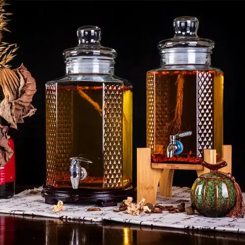 加厚泡酒玻璃瓶空药酒坛子专用酒瓶带龙头10斤20斤自酿家用密封罐
