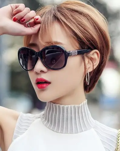 防晒款派丽蒙眼镜女士潮流时尚简约大框墨镜女黑框渐变款遮阳太阳镜