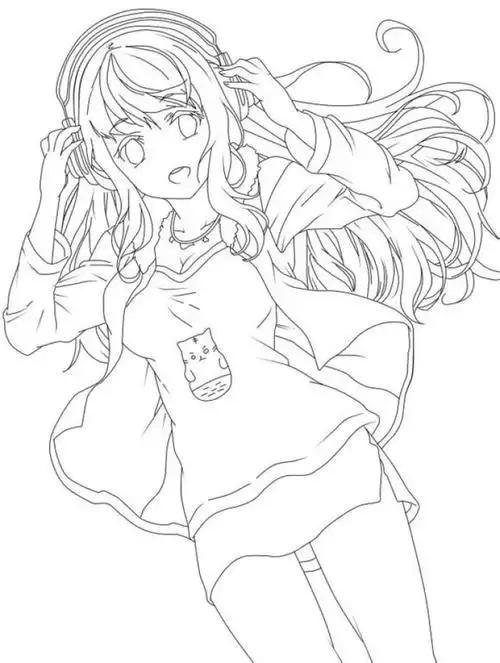 动漫二次元唯美壁纸少女线稿