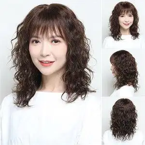 高档假发女长发中长大波浪长卷发妈妈真发全真人发丝仿真假头发全