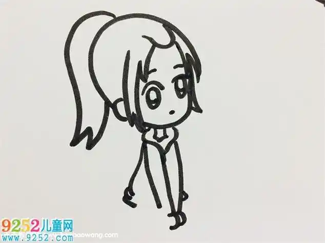 人物简笔画女孩马尾