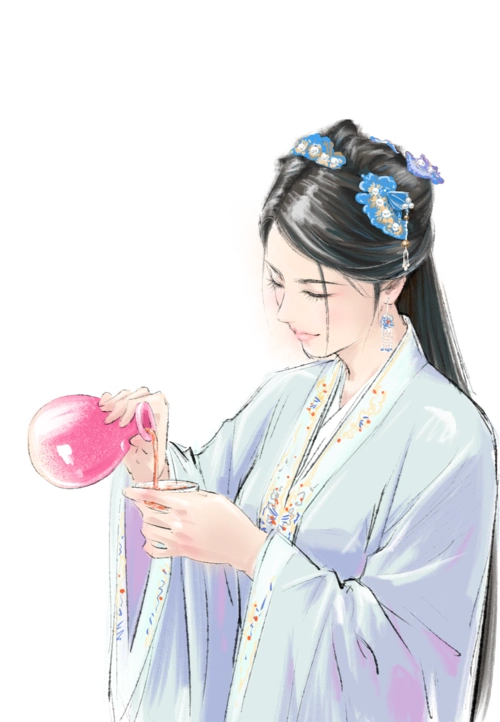 古风女士饮酒图
