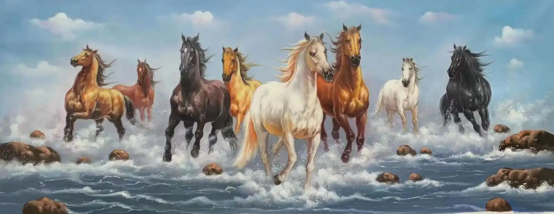 手绘油画八骏图#马到成功见者好运 #我们一起策马奔腾吧 - 抖音