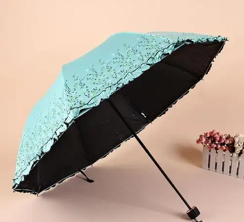 雨伞工厂定制混批发 xh1631 创意黑胶防紫外线百花绚丽太阳伞-雨伞架