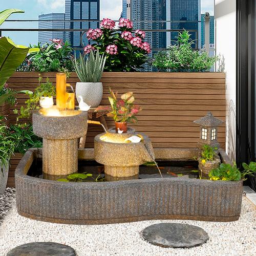 大型假山流水喷泉庭院花园室内阳台鱼池循环水造景观摆件布置落地