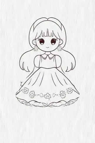 👗穿裙子小女孩简笔画🎨