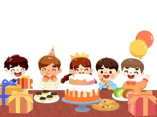 彩色手绘卡通人物儿童生日派对生日会儿童生日会元素png素材