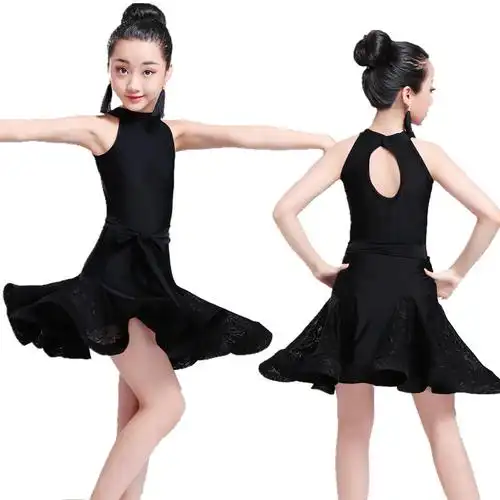 新款儿童拉丁舞裙夏女孩练功舞蹈服装标准专业考级少儿演出比赛服