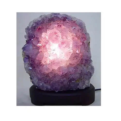 unique himalayan pink salt led amethyst lamp purple light for