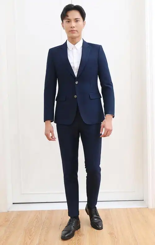 正装整套西服套装男式商务正装休闲西装革履卷边裤脚礼服英伦一整套