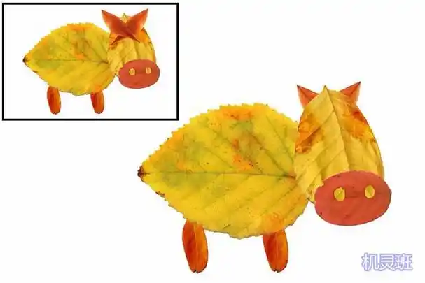 简单的儿童秋天手工:树叶粘贴画老黄牛(步骤图解)5