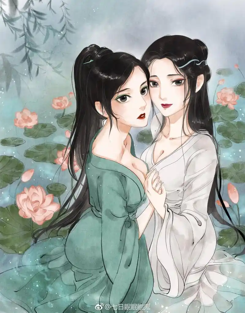 白蛇缘起插画,超喜欢风情万种的宝青坊主,阿宣与小白,插画师:北极靖