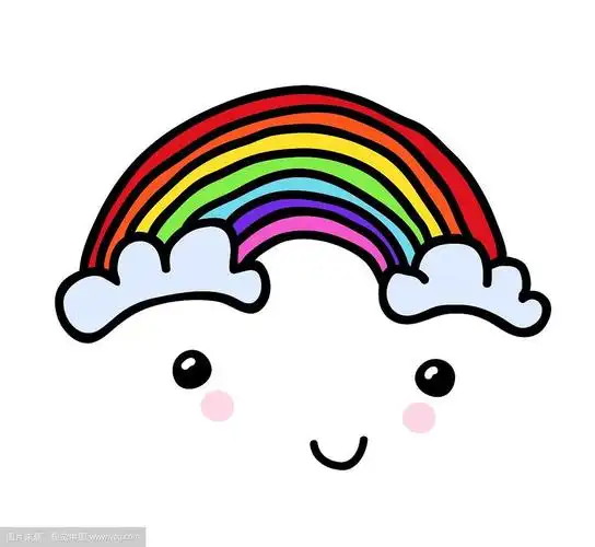 矢量手绘微笑彩虹与云彩