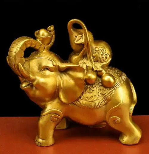 铜大象摆件葫芦象吉祥如意福禄象成对象母子象事业乔迁玄关客厅福禄象