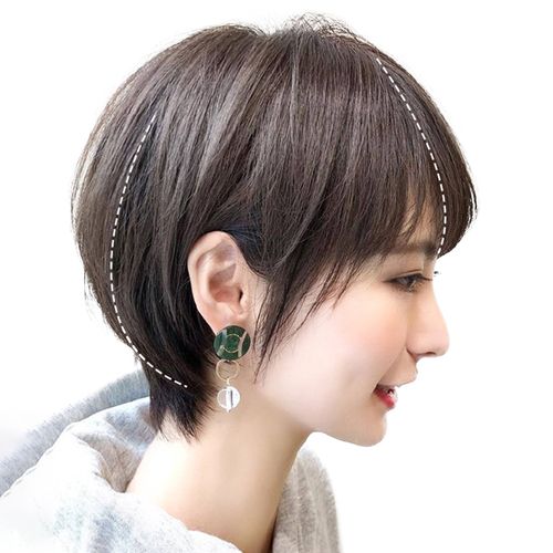 假发女短发2022年时尚 新款 夏季 网红中短发波波头自然真发全头套式