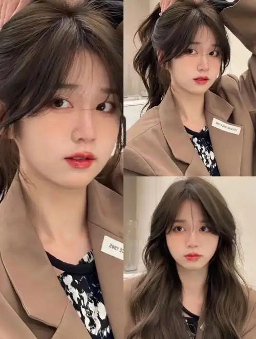 不用漂也显白冷茶棕发色超好看的八字刘海