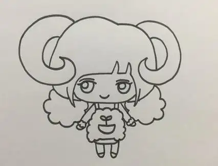 卡通少女十二星座白羊座简笔画怎么画 - 元艺考