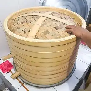电蒸炉炒锅大蒸笼竹制家用包子蒸屉商用蒸格大竹笼特大号厨房笼屉