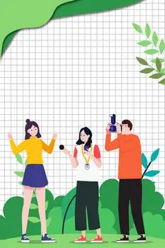 矢量卡通记者采访场景背景